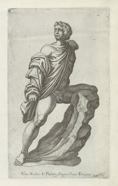 尼奥比雕像
Filius Niobes in palatio magni ducis Etruriae（物品上的标题）
罗马的古代雕塑（系列名称）
Antiquarum statuarum urbis Romae quae in publicis locis visuntur icones（系列标题） 作者 无名氏