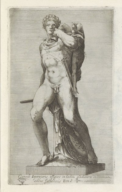 角斗士康莫德斯雕像
Comodo inperatoris effigies in habitu glariatoris (...) （物品标题）
罗马的古代雕塑（系列名称）
Antiquarum statuarum urbis Romae quae in publicis locis visuntur icones（系列标题） 作者 无名氏