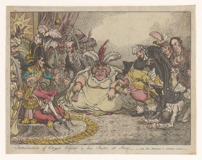 Spotprent 在福克斯会见拿破仑，1802 年
在巴黎介绍公民沃尔蓬和他的套房--参见《莫尼图》和《科贝特的信》（标题见实物） 作者 无名氏
