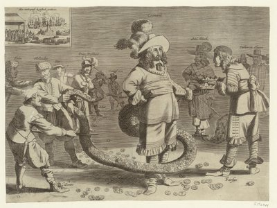 漫画：克伦威尔扮演狰狞的尾随者，1652 年 作者 无名氏