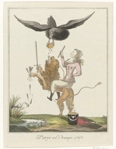 关于荷兰向普鲁士付款的漫画，1787 年
奥兰治大清洗。1787 年（标题在实物上） 作者 Anonymous