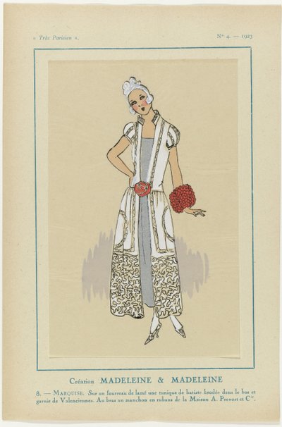Très Parisien》，1923 年，第 4 期：8 - 侯爵夫人。在剑鞘上... 作者 A. et Cie Prévost