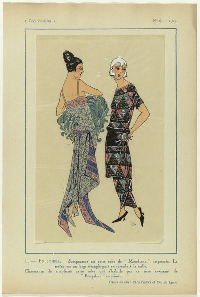 Très Parisien》，1923 年，第 6 期：1 - 傍晚。- 华美的礼服 作者 无名氏
