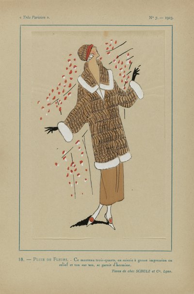 《非常巴黎人》，1923 年，第 7 期：18。- 花雨。 / 这件三/四分之一长的外套... 作者 无名氏
