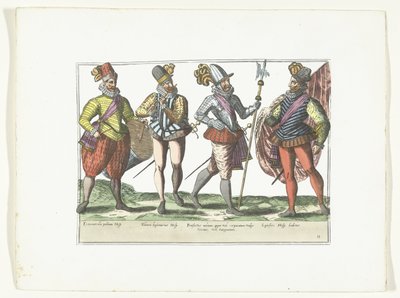 身着军装的 Vier Spaanse militairen，约 1580 年
西班牙军装（标题见实物） 作者 无名氏