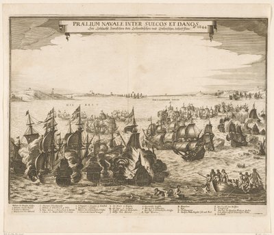 1644 年瑞典和丹麦舰队在 Belt 的海战
Praelium navale inter Suecos et Danos / Ao. 1644 / See Schlacht Zwieschen den Schwedischen und Dehnischen Schieffflota（标题见实物） 作者 彼得·亨德里克斯。舒特（可能）