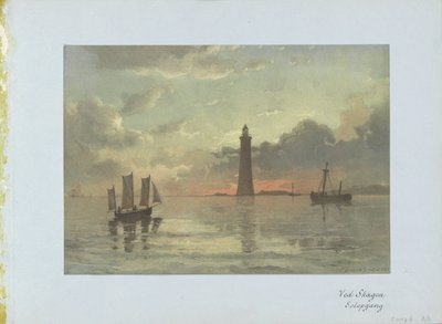 C. Frederick Sörensen 的画作后的日出
Ved Skagen Solopgang。(物品上的标题） 作者 卡尔·弗雷德里克·索伦森