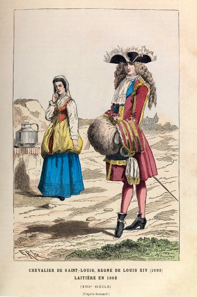 17世纪路易十四国王统治时期的圣路易骑士（1693年）和Laitiere（1680年）--圣路易骑士团，路易十四国王统治时期 1693年，和dairymaid 作者 匿名匿名