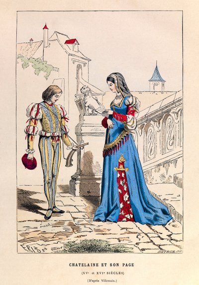 A chatelaine et son page au 15th century - Chatelaine and her page 15 Century - collection privee 作者 匿名匿名