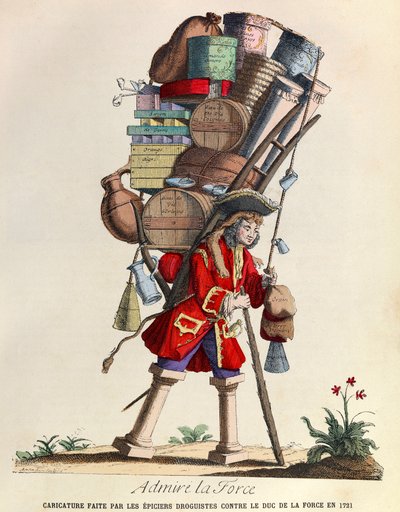 欣赏巴黎毒枭于 1721 年对抗拉福斯公爵（路易十五国王）制作的拉福斯漫画 - 私人收藏 作者 匿名匿名