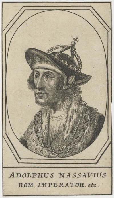 Adolphe de Nassau (1250-1298) - 拿骚的阿道夫，罗马国王，无名。 蚀刻，尺寸：10,8x6,2 作者 匿名匿名