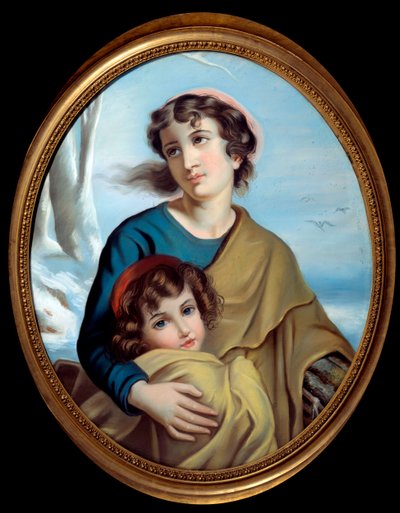 Allegory of winter A mother protecting her child to warm her up. Anonymous painting. 18th century. Rouen, Museum of Fine Arts 作者 匿名匿名