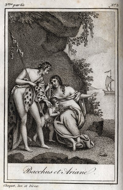Bacchus et Ariane (Bacchus and Ariadne) 1819年的版画，载于Charles Albert Demoustier (1760-1801)的《Lettres a Emilie sur la mythologie》。私人收藏。 作者 匿名匿名