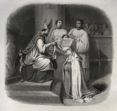 圣母玛利亚（Beard Jeanne Avrillot）（1566-1618），法国神秘主义者，1614年接受加尔默罗派的面纱。1846年在《圣徒传》中的雕刻。私人收藏。 作者 匿名匿名