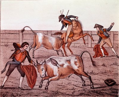 Bulls Hunting Scene（斗牛）18世纪水彩私人收藏 作者 匿名匿名