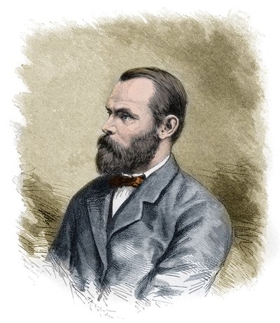 卡尔-克里斯蒂安-科尔德维(1837-1908)德国北极探险家，德国两次北极探险队的队长--卡尔-克里斯蒂安-科尔德维德国极地探险家--19世纪末的雕刻作品 作者 匿名匿名