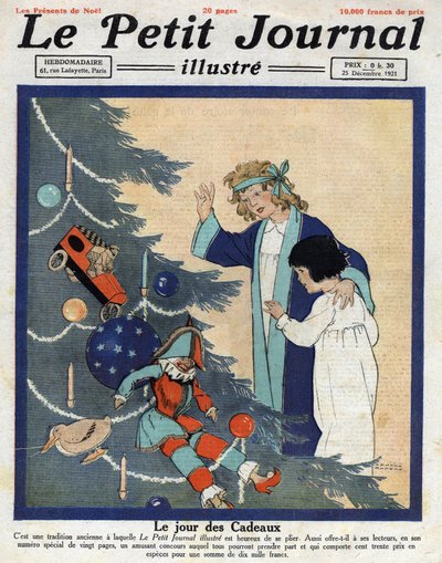 圣诞聚会：孩子们在圣诞树下发现礼物。插图摘自1921年12月25日的《小杂志》。 作者 匿名匿名