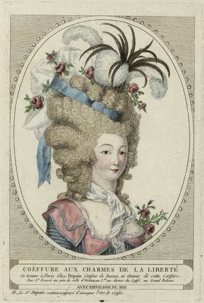 Coiffure Aux Charmes De La Liberte, Anonymous. Copper engraving, watercolour, c. 1790, Private Collection 作者 匿名匿名