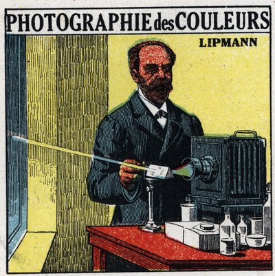 彩色摄影：由 Gabriel Lippmann (1845-1921) 在 1891 年发明的过程。1925 年的匿名插图。私人收藏。 作者 匿名匿名