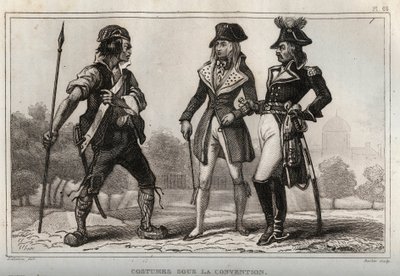 Costumes under the Convention. Engraving from 1859 in “” Le Monde. History of all peoples from the most remote times to the present day”. by M. E. de Lostalot-Bachoue (Lostalot Bachoue). Private collection. 作者 匿名匿名