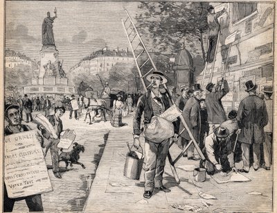 在法国的选举期间展示。1893年8月20日在《小巴黎人》上的雕刻。 作者 匿名匿名