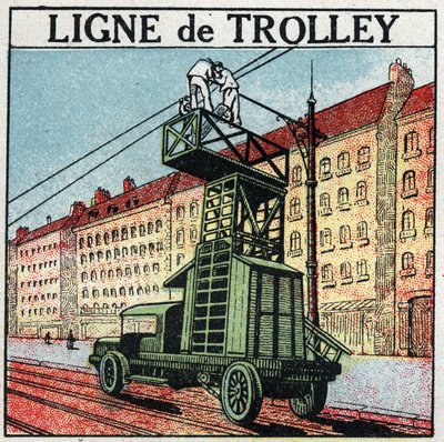 电车：无轨电车线。1925年的匿名插图。私人收藏。 作者 匿名匿名