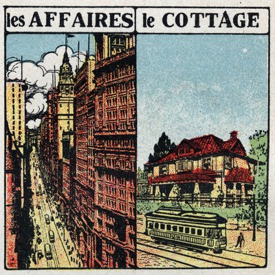 Electric trams: tram line in the city (left) and in the countryside (right). Anonymous illustration from 1925. Private collection. 作者 匿名匿名