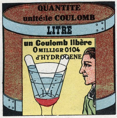 电力单位。库仑用来衡量电的数量。1925年的匿名插图。私人收藏。 作者 匿名匿名