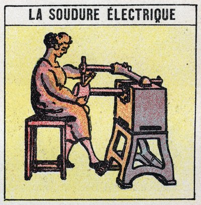 电气工具：电焊。1925年的匿名插图。私人收藏。 作者 匿名匿名