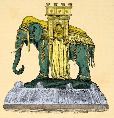 巴士底广场的大象喷泉工程，1840年拆除，版画，私人收藏 作者 匿名匿名