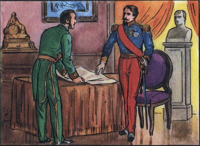 拿破仑三世（1808-1873）与乔治-奥斯曼男爵（1809-1891）的合影 无名插图，收录于《法国国家元首和政府首脑作品集》。20世纪。私人收藏。 作者 匿名匿名