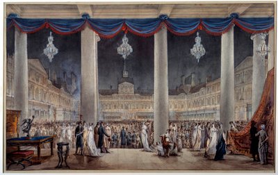 1801 年在卢浮宫庭院广场展出的工业产品水粉画和无名水彩画。 1801. 巴黎，卡纳瓦莱博物馆 作者 匿名匿名