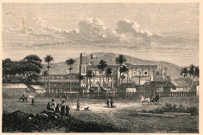 特立尼达（Trinidad and Tobago，特立尼达和多巴哥）的西班牙港（Port of Spain）大教堂外景。雕刻在 "Les Missions Catholiques au XIXeme Siecle "中，作者是Louis-Eugene（路易-尤金）-Louvet。私人收藏。 作者 匿名匿名