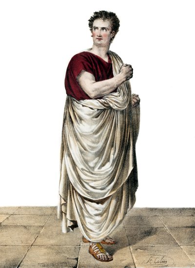 费利西蒂-奥古斯特-塞洛（Felicity-Auguste Saillot dit Desmousseaux）法国演员（1785 -1854）在艾蒂安-德-茹伊（Etienne de Jouy，1764-1846）的《西拉》中饰演罗修斯。 作者 Anonymous Anonymous