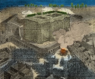 18世纪巴斯蒂尔广场的圣让节，版画，私人收藏 作者 匿名匿名