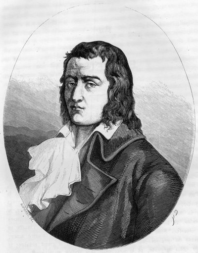 法国大革命。"Francois Babeuf dit Gracchus (1760-1797)法国革命者的肖像--1863年的版画，载于Dupray de La Maherie的《Le Livre Rouge - Histoire De L