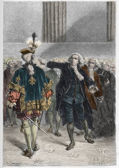 法国大革命--1789年6月23日的总州会议。米拉波伯爵霍诺尔-加布里埃尔（Honore-Gabriel）-里凯蒂（1749-1791）使徒亨利-埃弗拉尔（Henri-Evrard），德勒布雷兹（Dreux-Breze）侯爵（1762-1829）--在凡尔赛的总议会 作者 匿名匿名