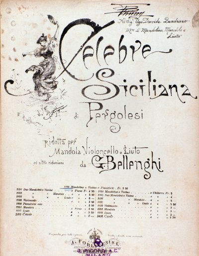 Frontispiece from musical score of Celebre siciliana attributed to GB Pergolese 作者 匿名匿名