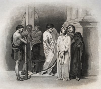 Holy Victory, suffered martyrdom in Carthage with Saint Saturnin, in 304. Engraving from 1846 in “” Lives of the saints””. Private collection. 作者 匿名匿名