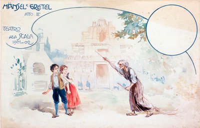 Humperdinck 的 Hansel und Gretel 歌剧插图，在斯卡拉歌剧院演出期间 作者 匿名匿名