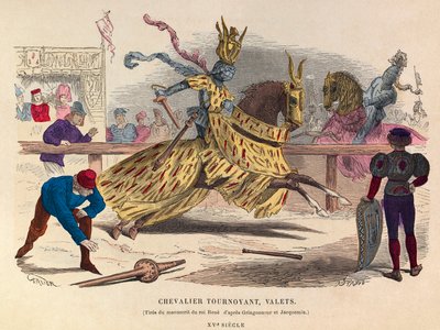 15世纪巴黎比武大会上的骑士和侍从 - 雕刻 - 比武的骑士和侍从 作者 匿名匿名