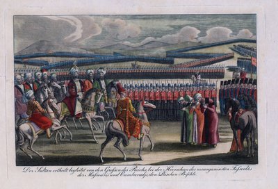 "奥斯曼帝国苏丹塞利姆三世（1761-1808 年）检阅他的新步兵" 1806 年佚名雕刻 私人收藏 作者 匿名匿名