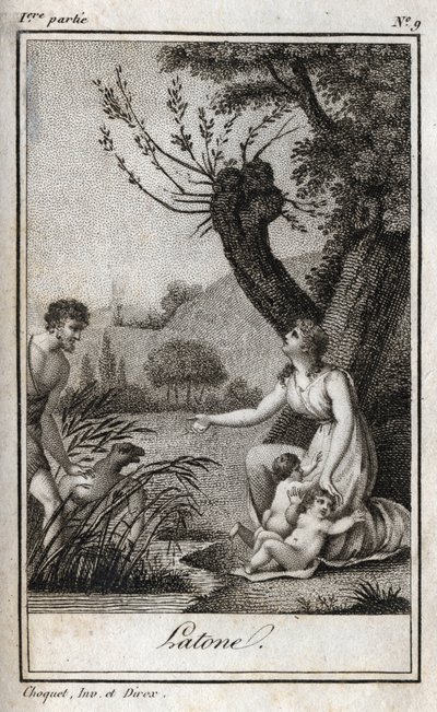 Leto，Letone，Latona，1819年的版画，载于Charles Albert Demoustier（1760-1801）的《Lettres a Emilie sur la mythologie》。私人收藏。 作者 匿名匿名