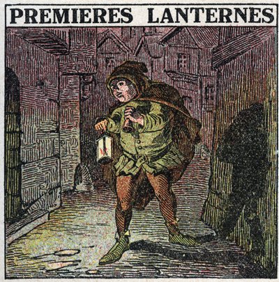 Light sources: the first lanterns in the early Middle Ages. Anonymous illustration from 1925. Private collection. 作者 匿名匿名