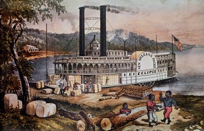 Loading cotton on a ship on the Mississippi River. 作者 匿名匿名