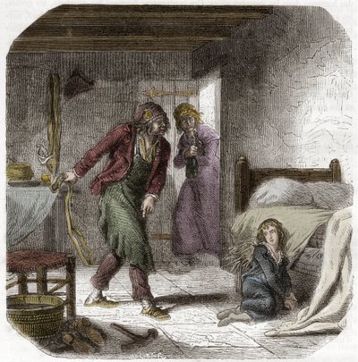 Louis XVII (1785-1795) at the Temple, with his geolier the shoemaker Antoine Simon - Engraving in “Histoire des Girondins”” by Alphonse de Lamartine (1790-1869) 1865-1866 - Private collection 作者 匿名匿名