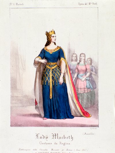 朱塞佩·威尔第 (Giuseppe Verdi) 的麦克白歌剧中的麦克白女王角色 作者 Anonymous Anonymous