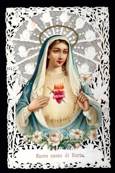 Mater dolorosa Sacre heart. Pious image. Chromolithography has decoupage and dentage. Debut 20th century Private Collection 作者 匿名匿名