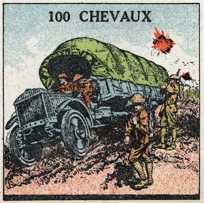 机械牵引：功率高达100马力的军用卡车。1925年的匿名插图。私人收藏。 作者 匿名匿名