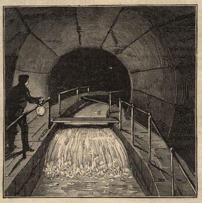 Menilamount水库 - 巴黎 - 1890年 - 雕刻 1890年 作者 匿名匿名